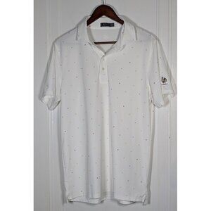 G/Fore Mens Large Golf Polo Shirt White Colorful Star Print Athletic Rugby
